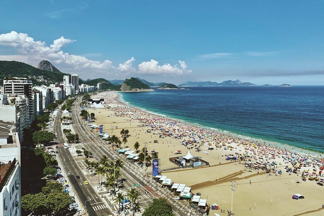 Brazil Rio Christ Redeemer Rooftop view over Copacobana Rio de Janeiro. January 2019